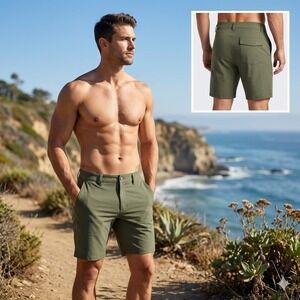 BYLT Premium Basics Kinetic Short Mens 31 Dark Olive Green KN_SHO_DKO_31 Stretch